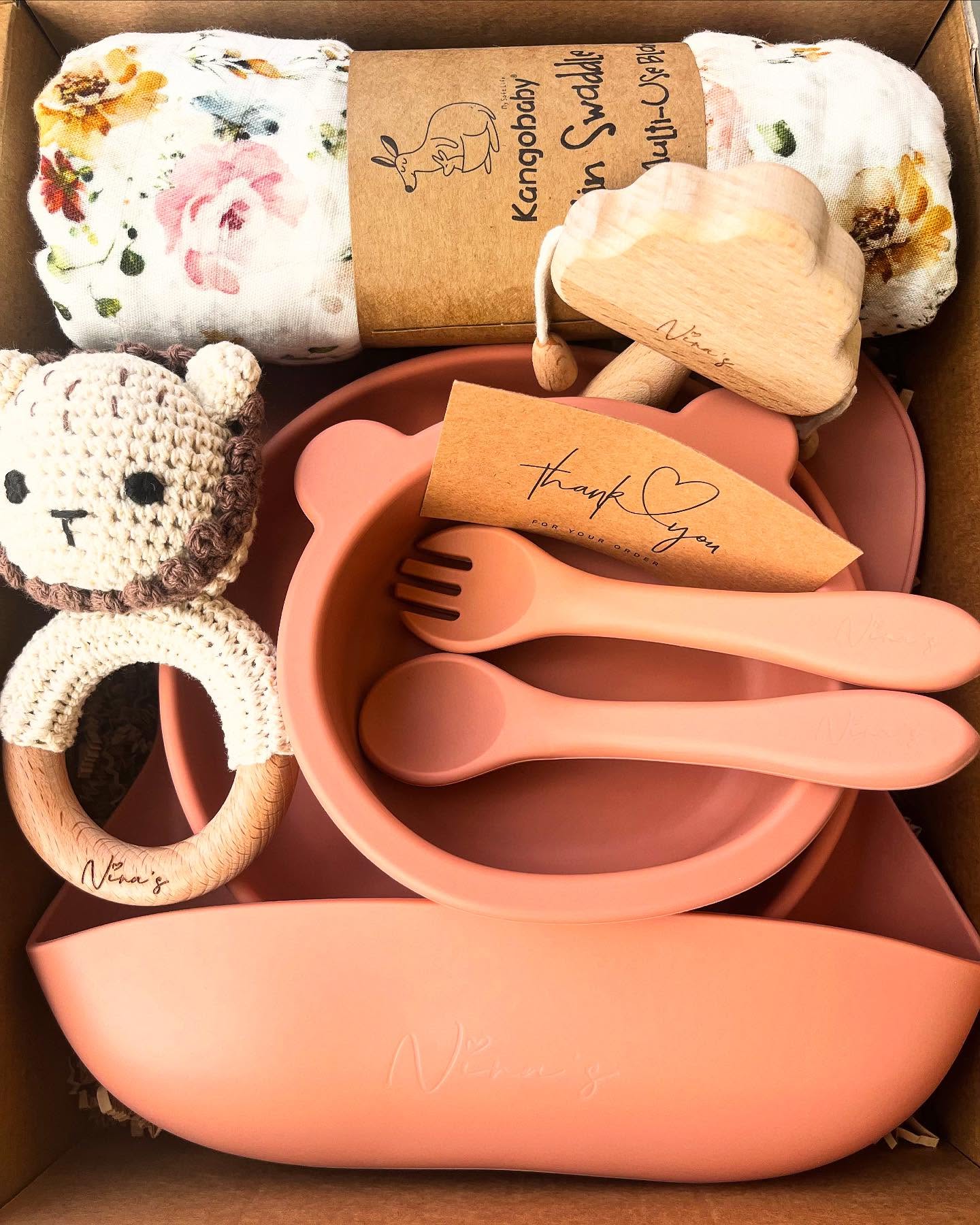 Newborn Baby Gift Box | Teether, Swaddle,Feeding Set & Shaker