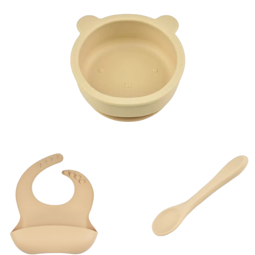 Silicone Bowl, Bib & Spoon
