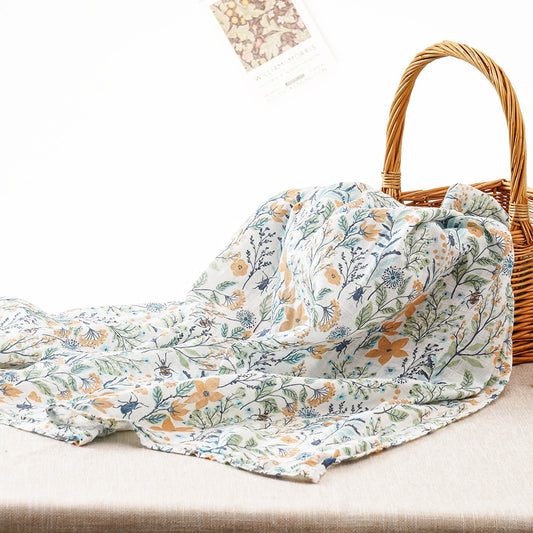 Large Baby Swaddle 120x110cm | Green Flower Pattern Swaddle