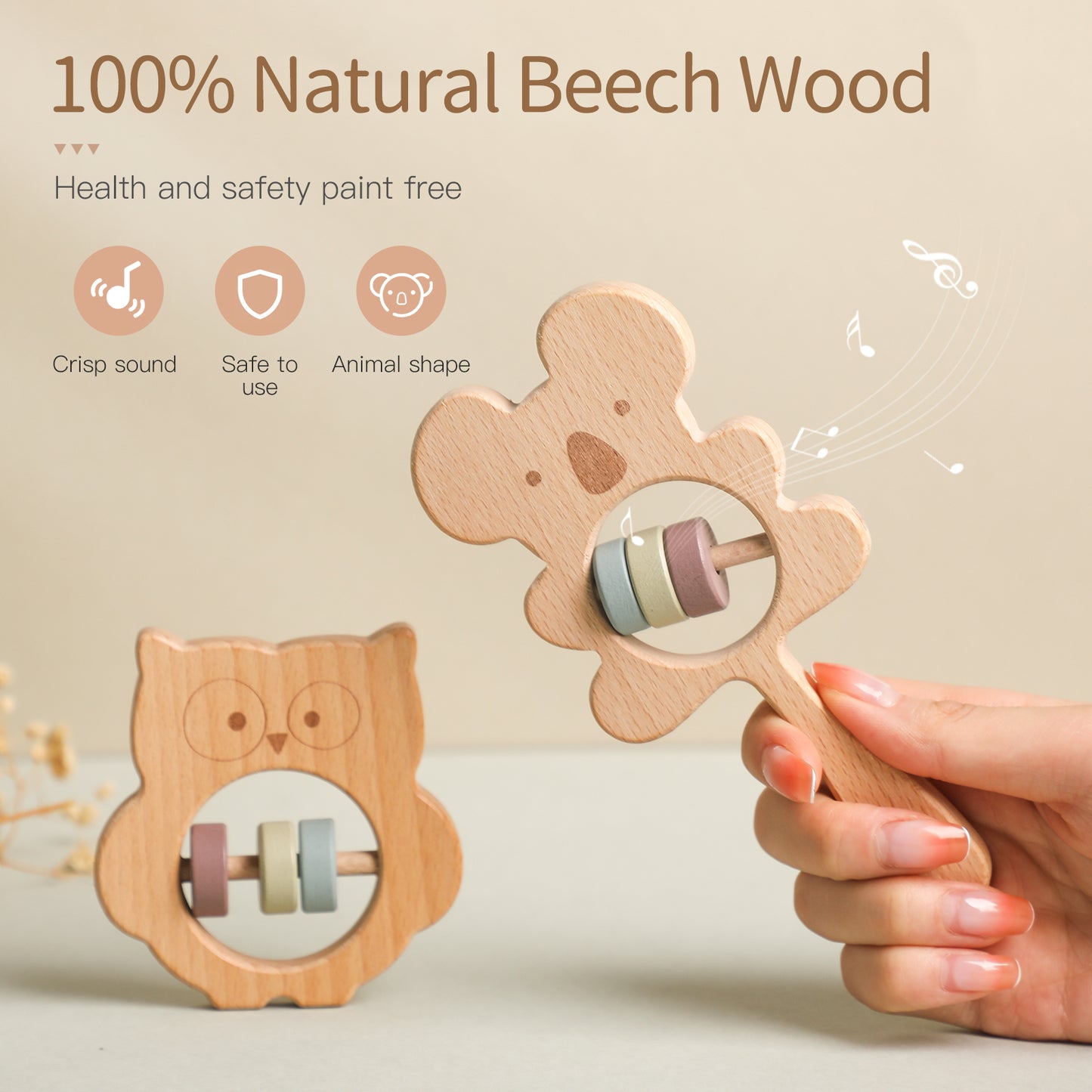 Owl Wooden Baby Shaker