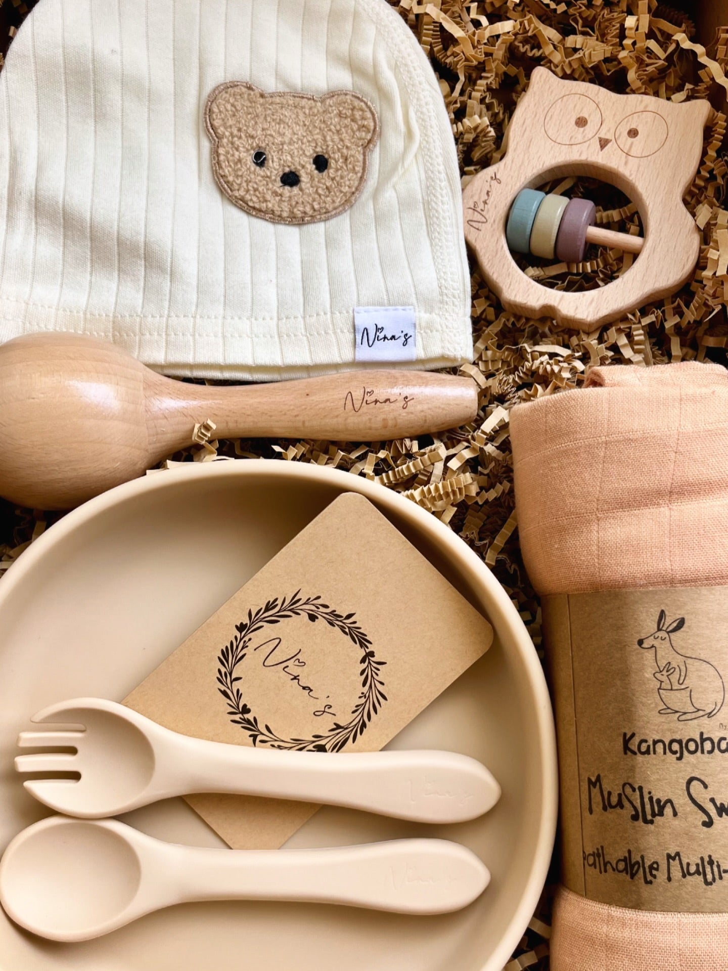 Newborn Baby Gift Box | Swaddle, Baby Hat, Plate & Shaker