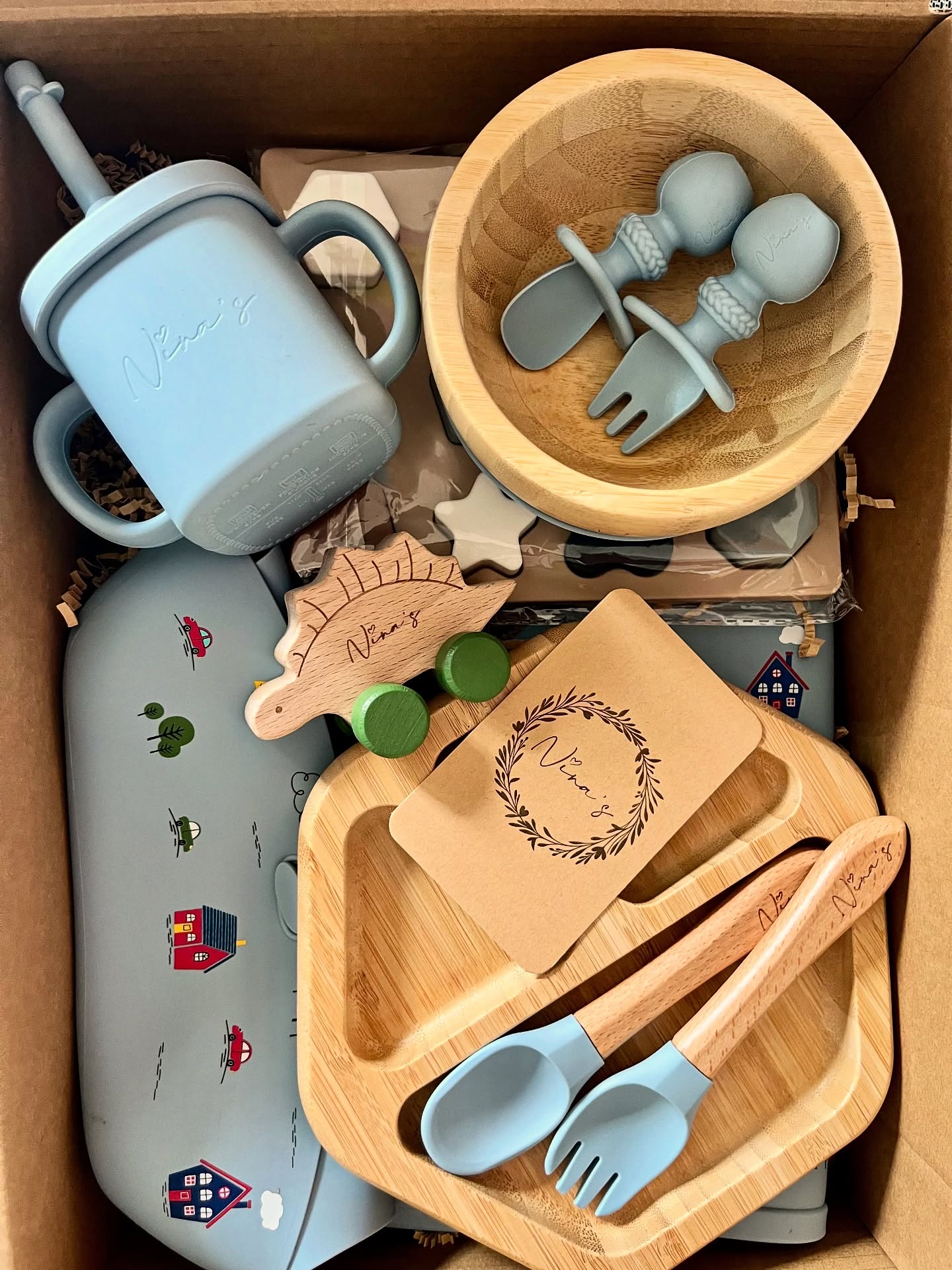 Infant & Toddler Gift Box | Feeding Set, Animal Teether, Puzzle & Toy