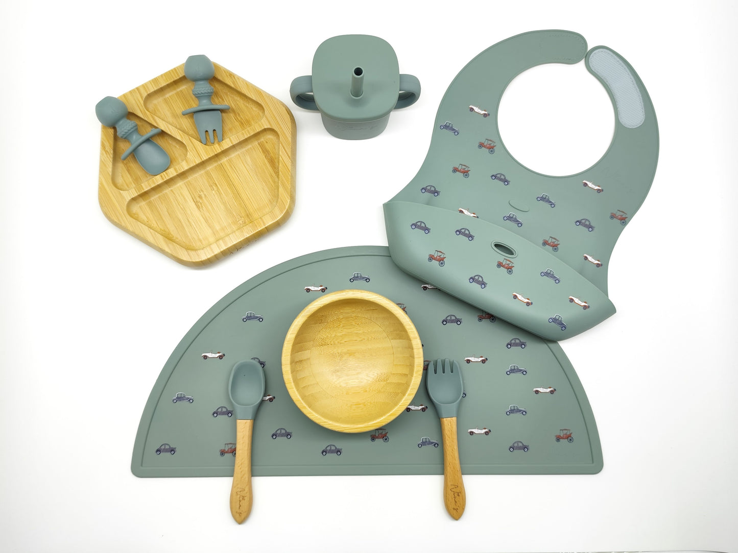 Silicone & Bamboo Feeding Set