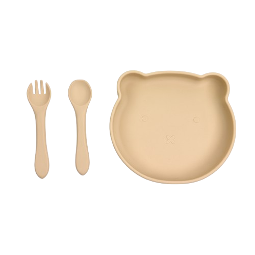 Silicone Bear Plate with Fork & Spoon
