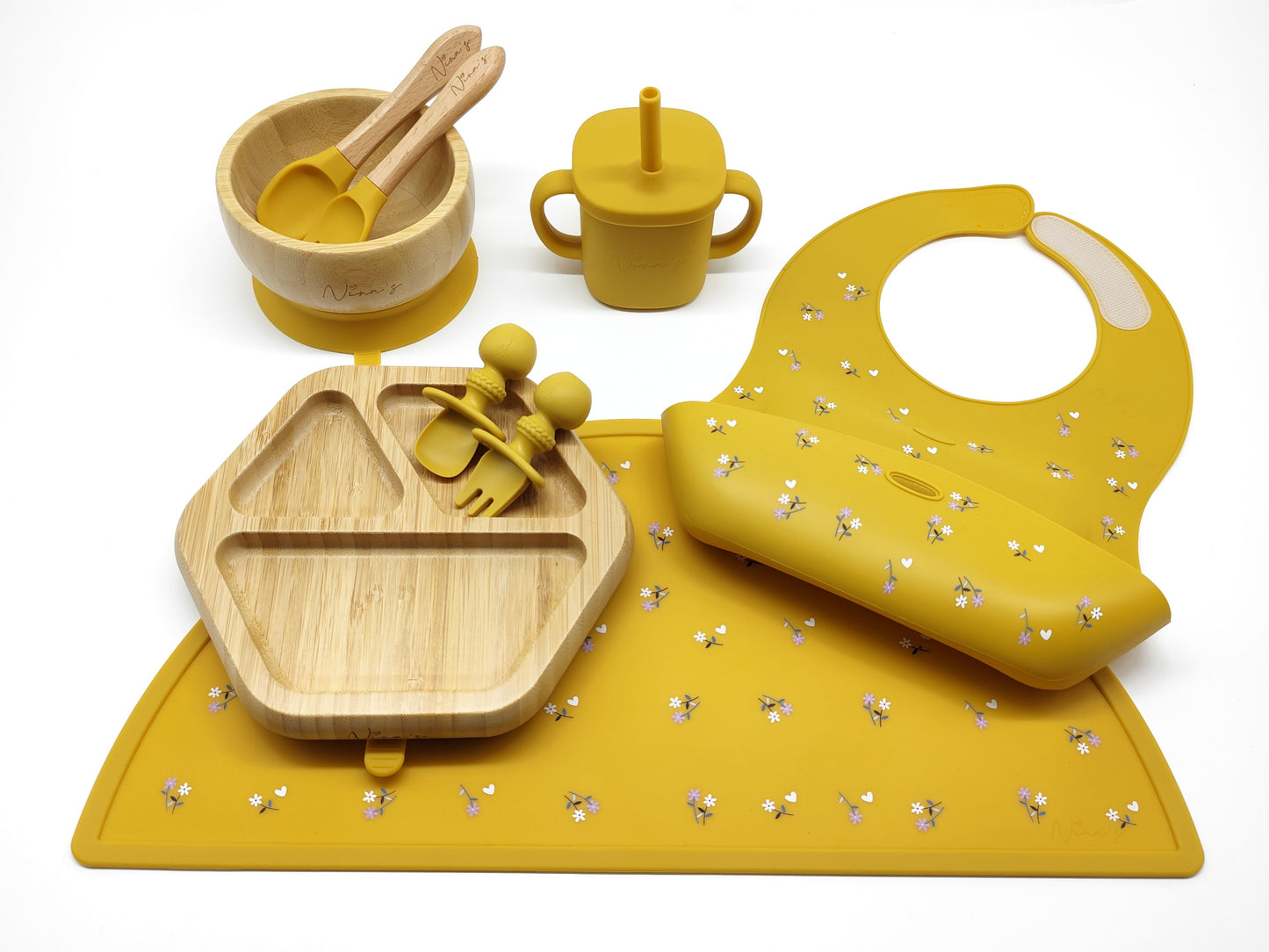 Silicone & Bamboo Feeding Set