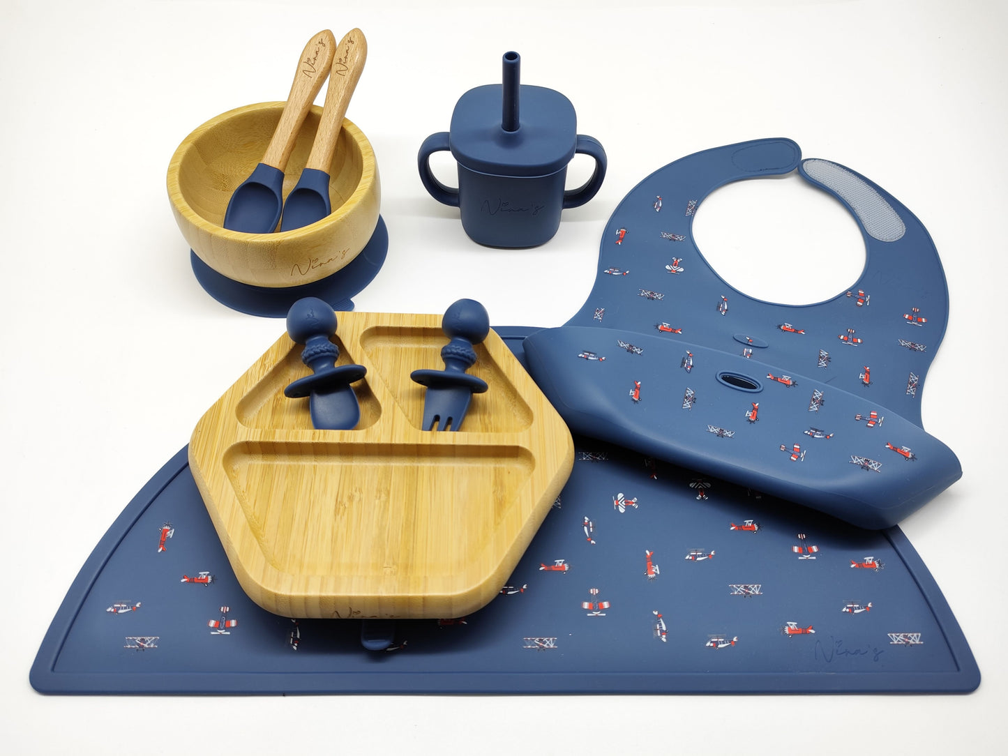Silicone & Bamboo Feeding Set