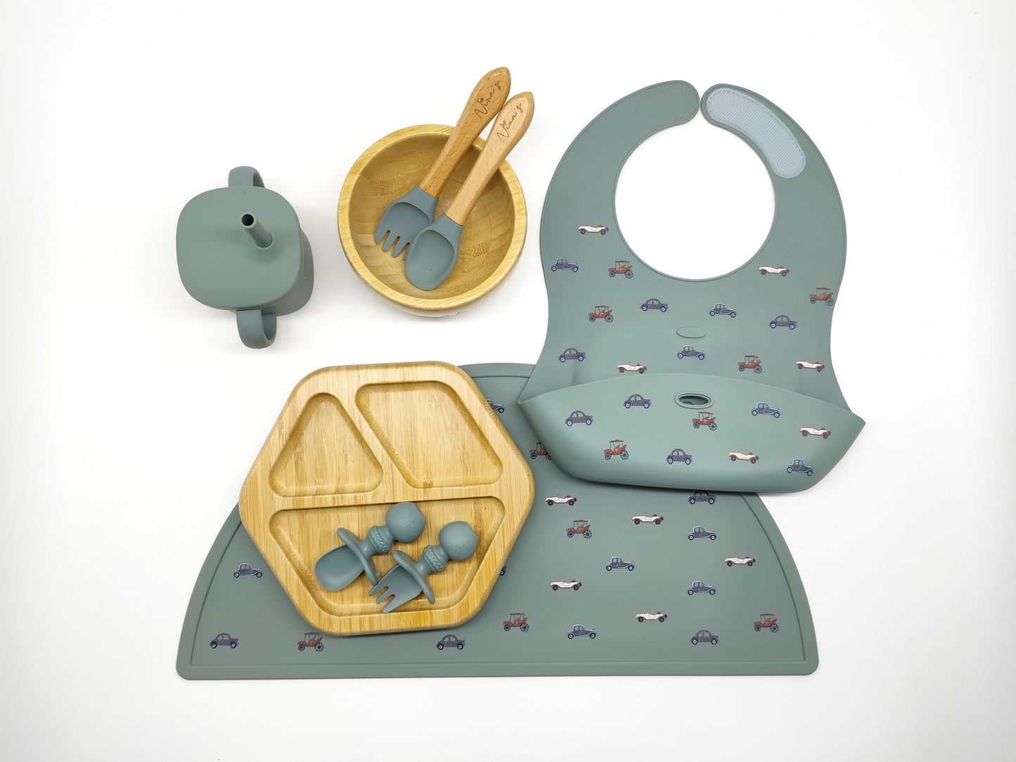 Silicone & Bamboo Feeding Set