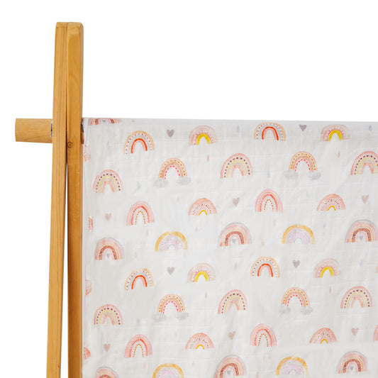 Large Baby Swaddle 120x110cm | Pink Rainbow Pattern Swaddle