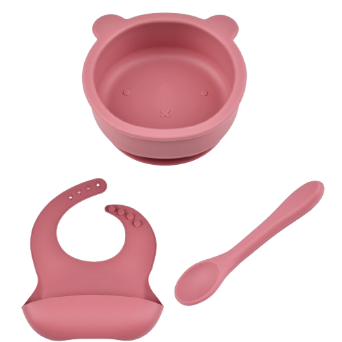 Silicone Bowl, Bib & Spoon