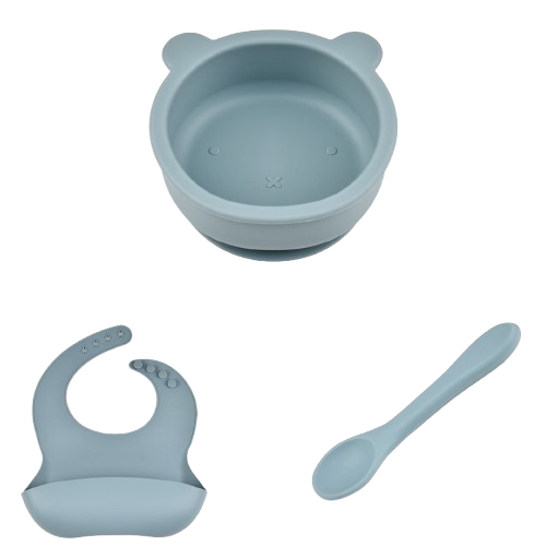 Silicone Bowl, Bib & Spoon