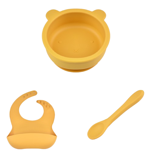 Silicone Bowl, Bib & Spoon