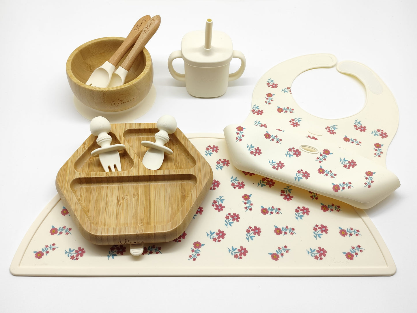 Silicone & Bamboo Feeding Set