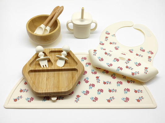 Silicone & Bamboo Feeding Set